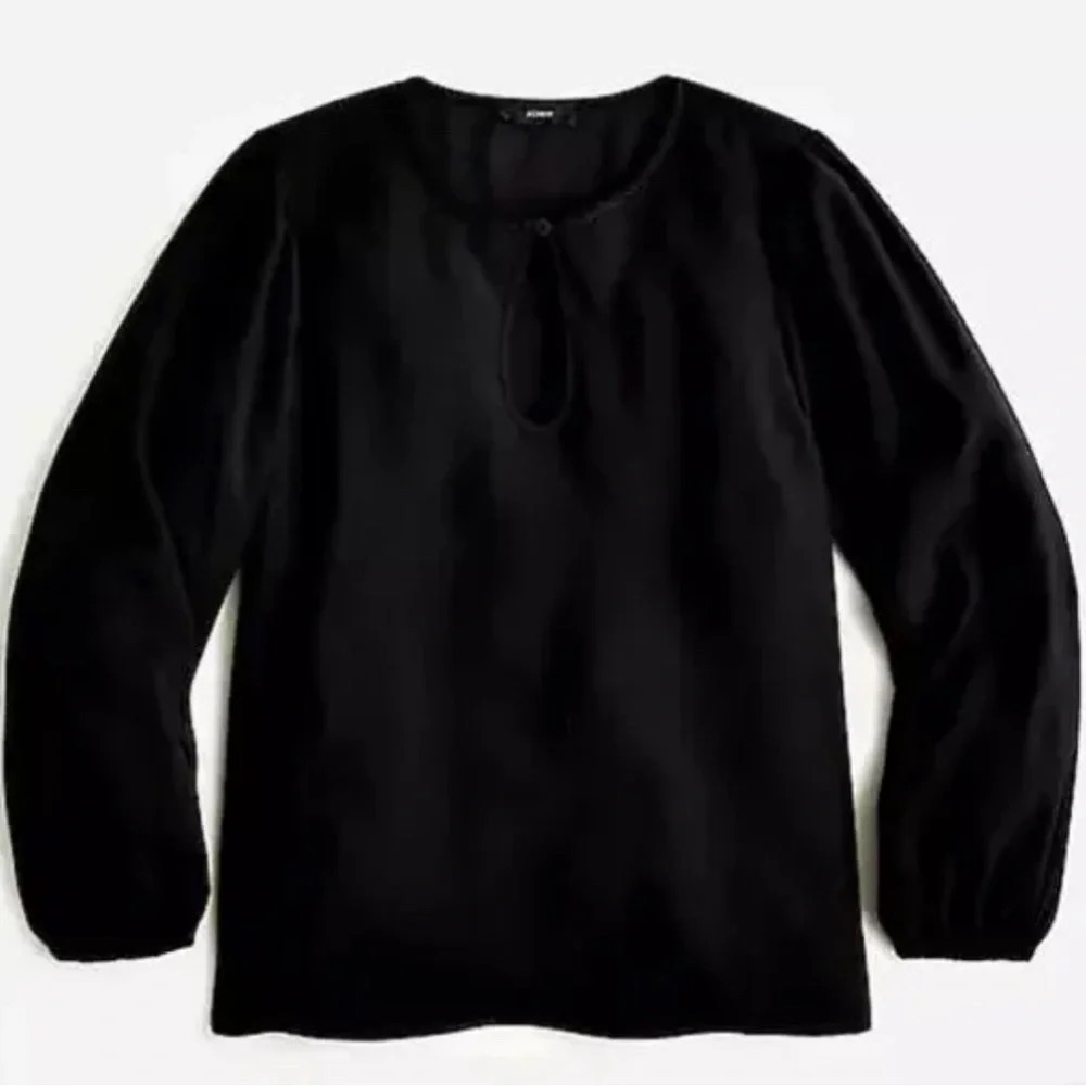 JCrew Puff-sleeve satin-back crepe top